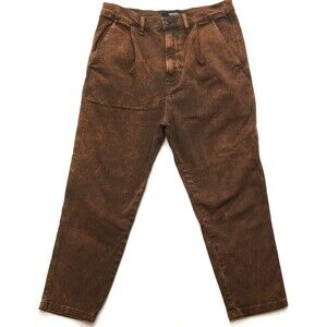 HUDSON Cropped Jean Women 31x22 Copper Brown Pleat Front Stretch Denim Autumn